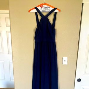 Lulus, Navy Blue Halter bridesmaid dress.